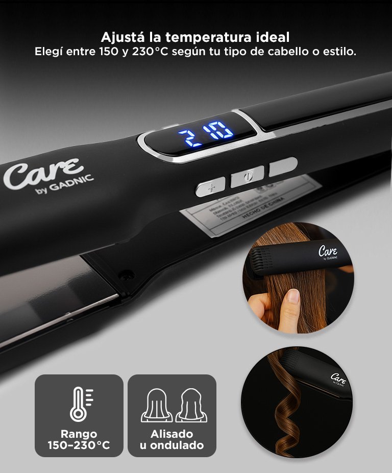 Planchita De Pelo Care By Gadnic Nano Titanio Temperatura Regulable Liso Extremo - Imagen 3