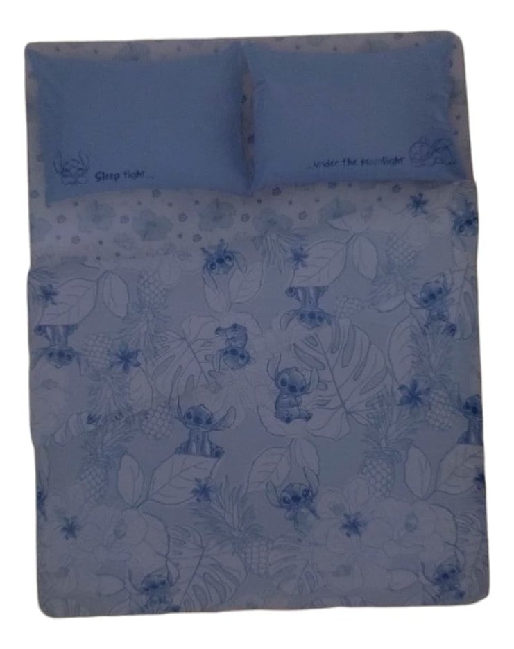 Juego Sabanas 2 Plazas Piñata Stitch Colchon 140x190x30cm Celeste Stitch - Imagen 2