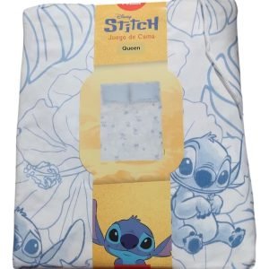 Juego Sabanas Piñata Stitch 21/2 Queen Colchon 160x200x30cm Celeste Stitch