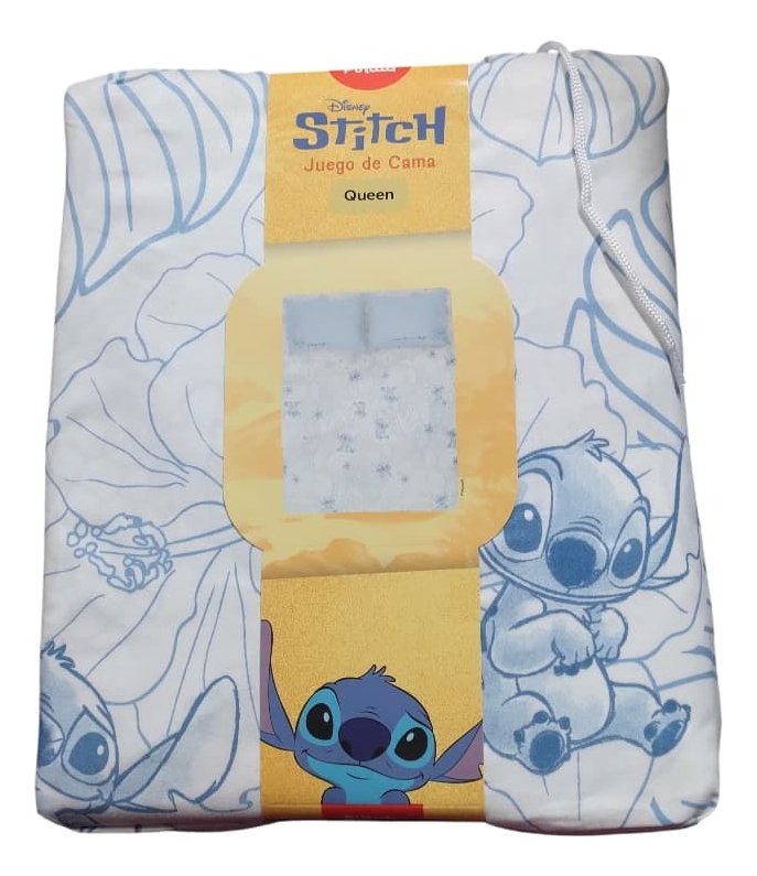 Juego Sabanas Piñata Stitch 21/2 Queen Colchon 160x200x30cm Celeste Stitch
