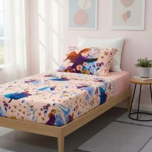 Juego Sabanas Piñata Infantiles 1 1/2 Plazas Ultrasoft Nene Diseño De La Tela Frozen Vi Rosa Claro