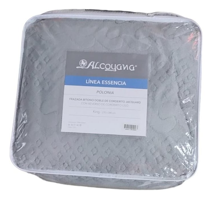 Frazada Alcoyana Polonia King Doble Corderito Jacquard - Imagen 5
