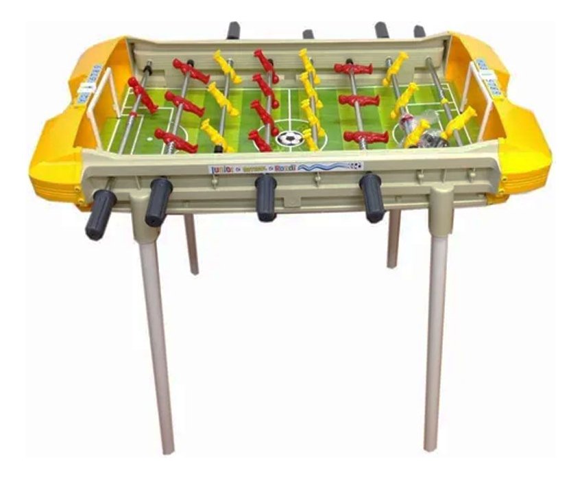 Metegol Rondi Junior Color Gris Y Amarillo Con Jugadores De Plástico Y Pelotas Incluidas Gris/amarillo - Imagen 4
