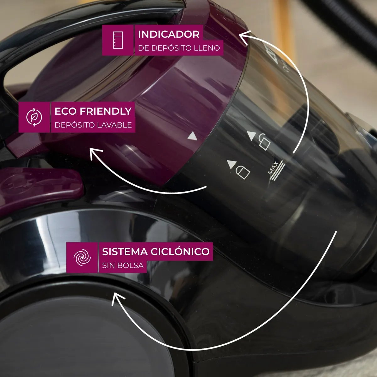 Aspiradora 1300w Atma As8920pi 2 Litros Cyclonic Power Violeta Oscuro - Imagen 4
