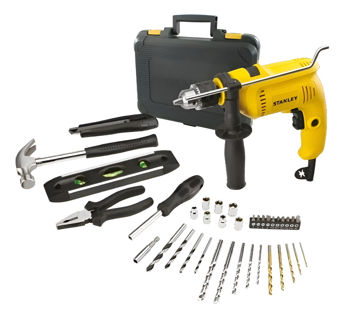 Combo Taladro Percutor Stanley Sdh600ka Maleta 37 Accesorios Amarillo 50