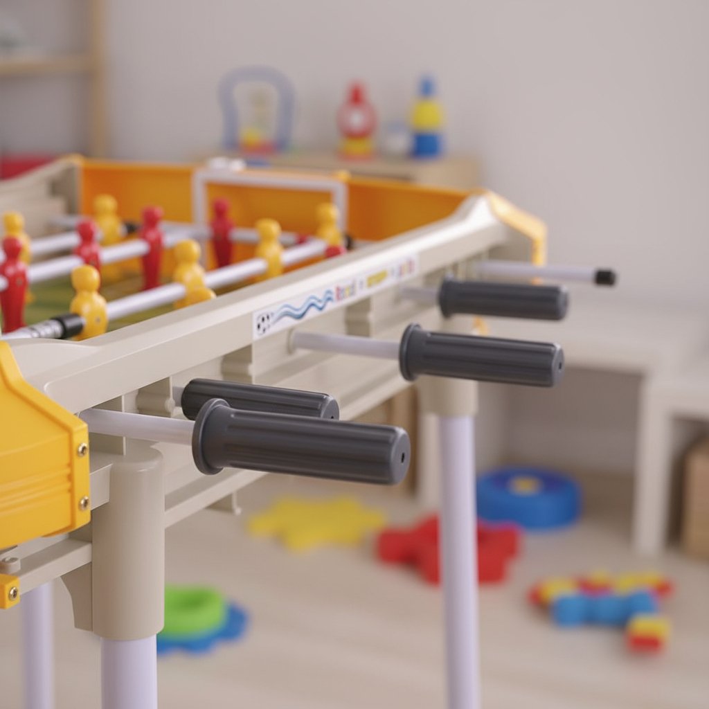 Metegol Rondi Junior Color Gris Y Amarillo Con Jugadores De Plástico Y Pelotas Incluidas Gris/amarillo - Imagen 7