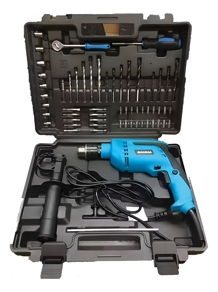 Taladro Percutor 710w 13mm Gamma Accesorios Maletín G1904kar Celeste 50 Hz