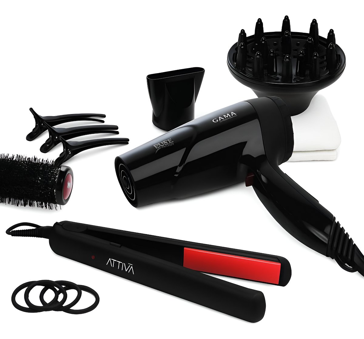 Ga.ma Italy Elite Plus Cepillo Secador Eléctrico Profesional Negro