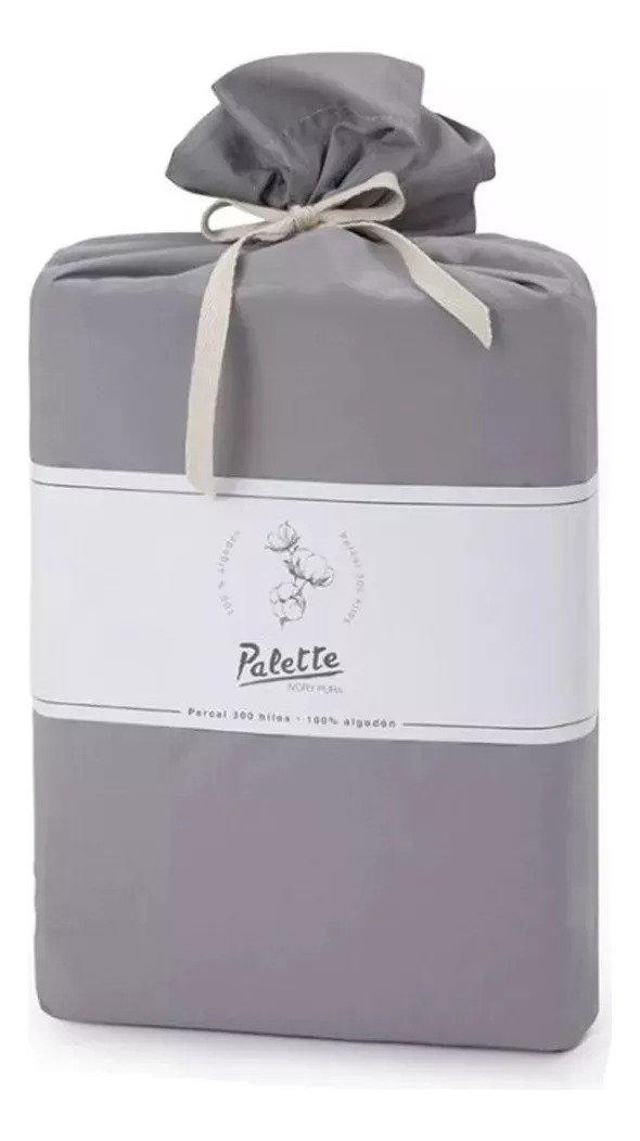 Juego Sábanas King Palette Lisas 300h 100% Algodón Gris Gris Liso