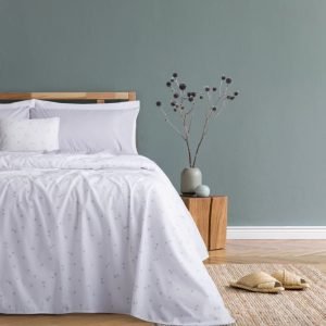 Juego De Sábanas King Alcoyana Origen 180 Hilos 100% Algodón Lila Floreado