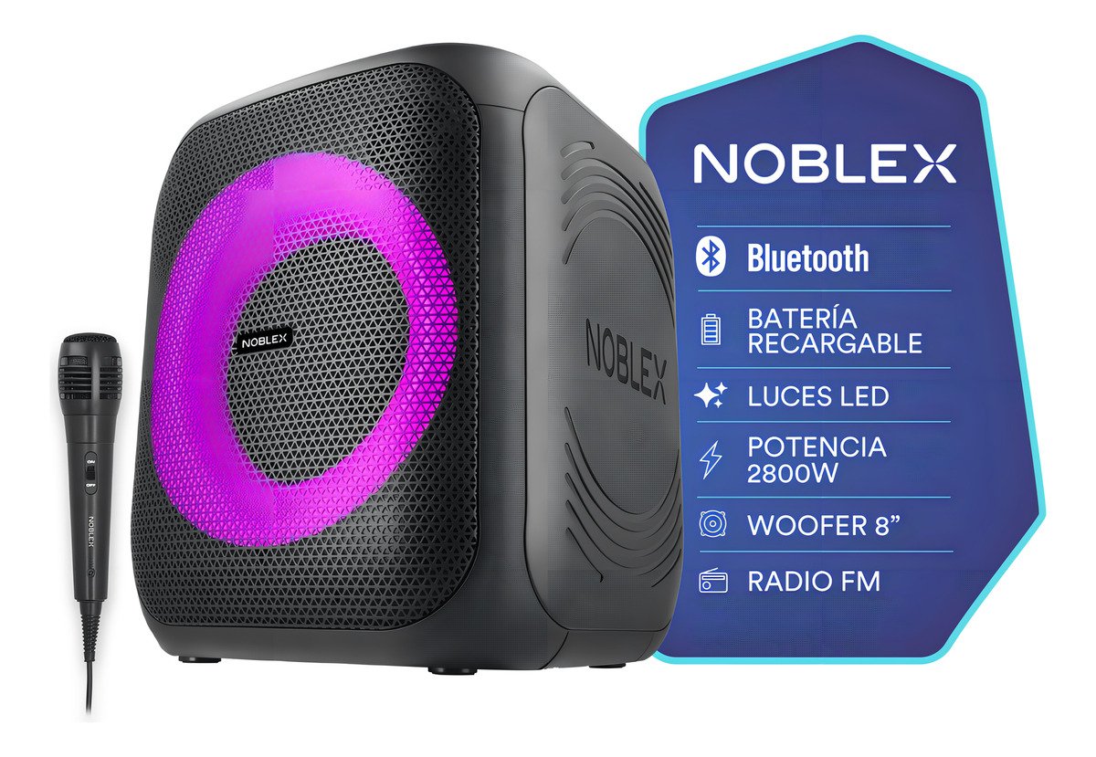 Parlante Portátil Noblex Tsn2000 2800w Karaoke Con Micrófono Negro