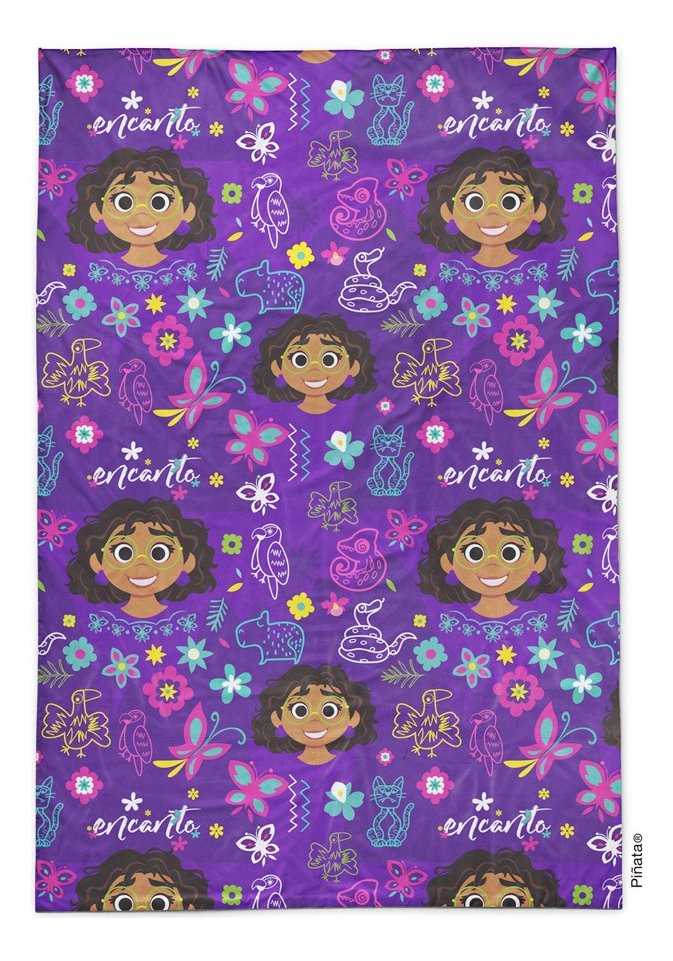 Frazada Flannel Super Soft 1 1/2 Plaza Disney Encanto Piñata Violeta - Imagen 5