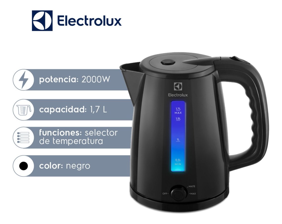 Pava Eléctrica Electrolux Efficient Eka20 Negro - Imagen 2