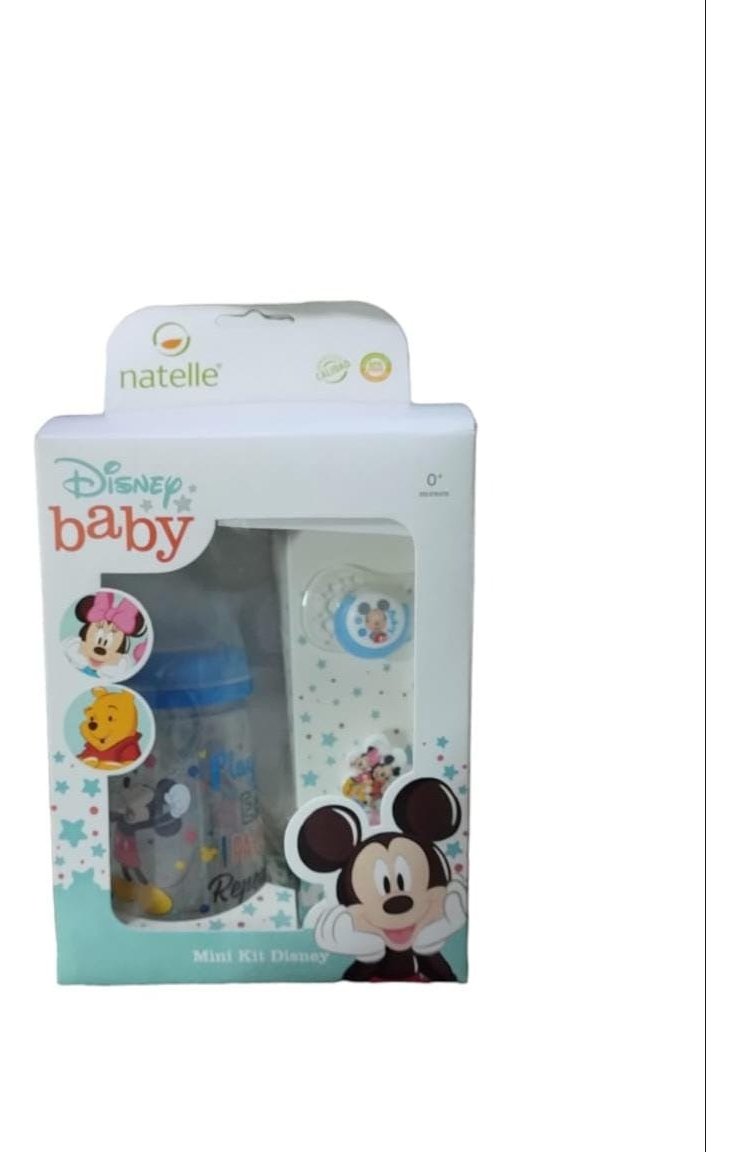 Mini Kit Disney Mickey Mamadera Chupete Nattelle Azul Acero Mickey - Imagen 2