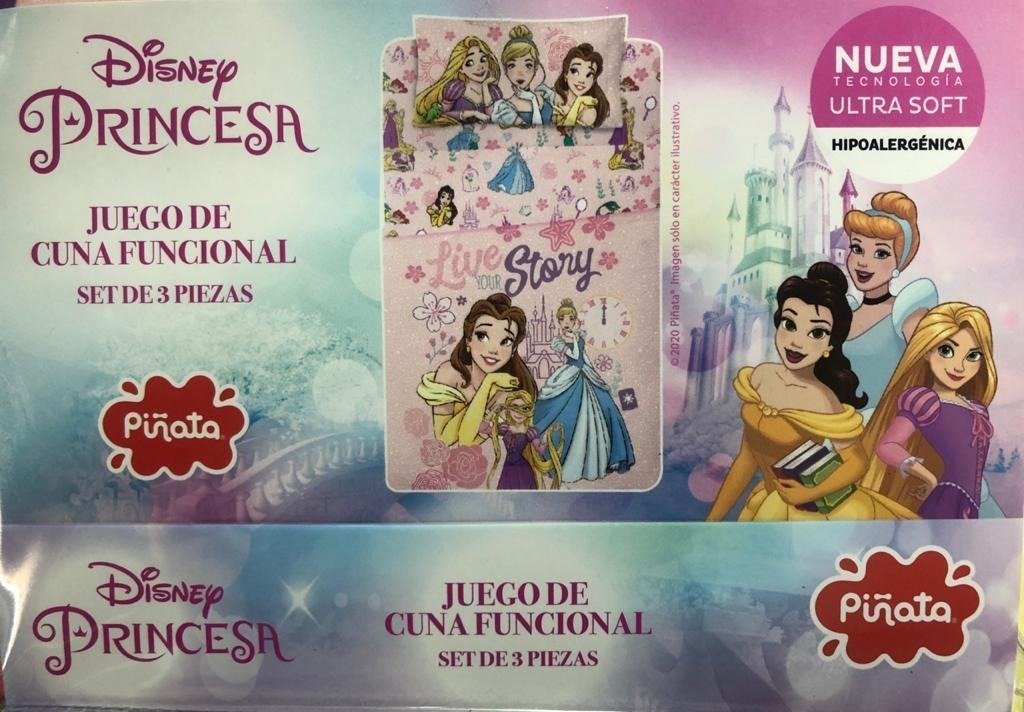 Juego De Sabanas Cuna Funcional Piñata Disney Princesa Rosa Princesa - Imagen 3