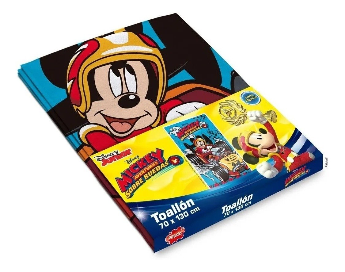 Toallón Piñata Mickey Aventuras Sobre Ruedas Azul 100% Algodón 70x130 - Imagen 2