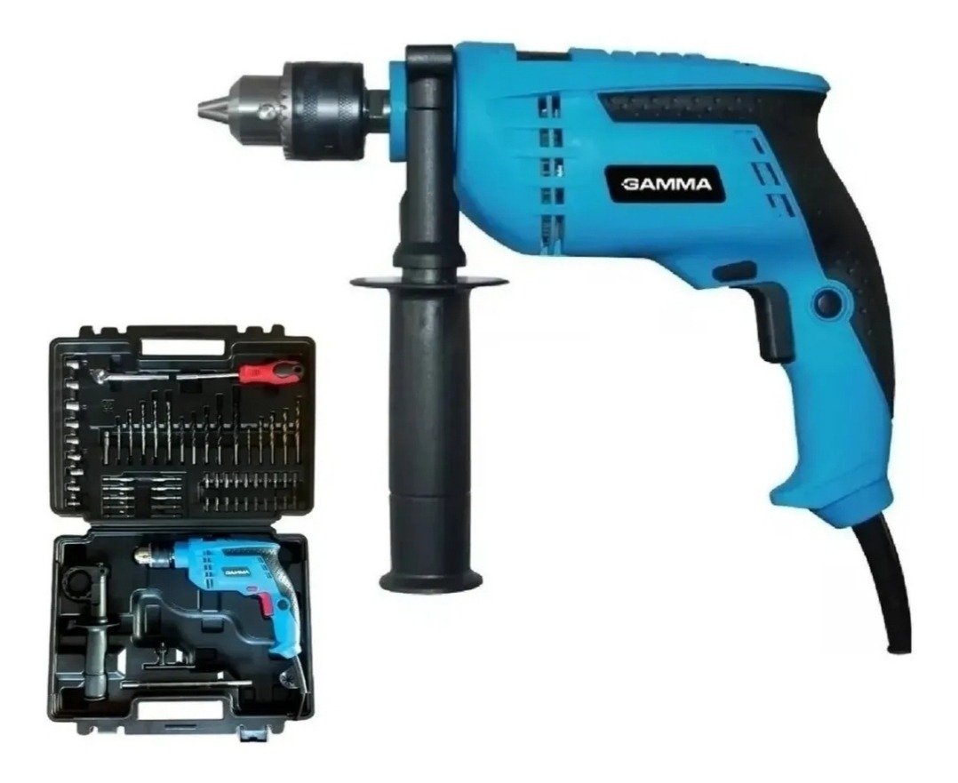 Taladro Percutor 710w 13mm Gamma Accesorios Maletín G1904kar Celeste 50 Hz - Imagen 2