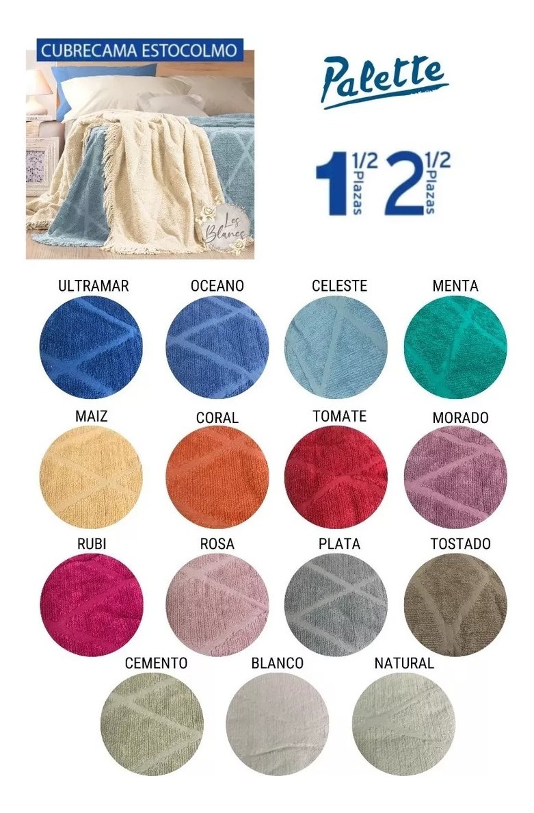 Cubrecama Palette Estocolmo 2 1/2plazas Cover Verano Colcha - Imagen 9