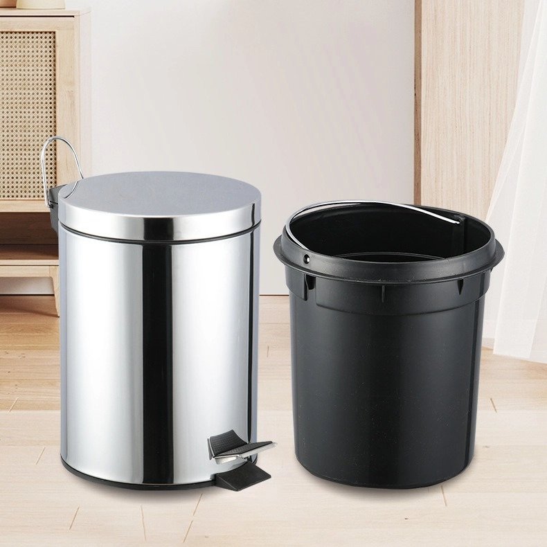 Tacho De Basura Proline 12l Con Pedal Acero Inoxidable B026790 Gris - Imagen 2