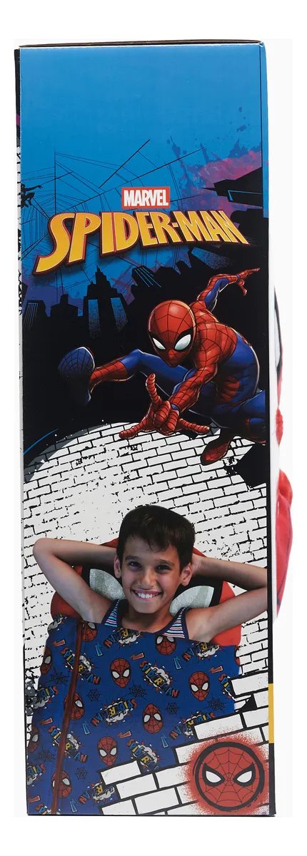 Bolsa De Dormir Para Pijamadas Peluche Hombre Araña Piñata Color Rojo Con Azul Ubicación Del Cierre Frente Lateral - Imagen 5