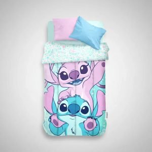 Acolchado Piñata Disney 1 1/2 Plaza Reversible 155x240 Cm Celeste Stich