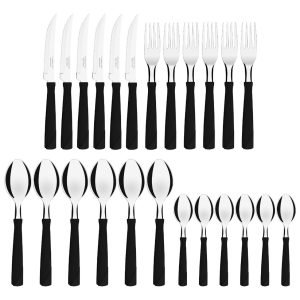 Juego De Cubiertos Tramontina New Kolor Black De 24 Piezas Negro