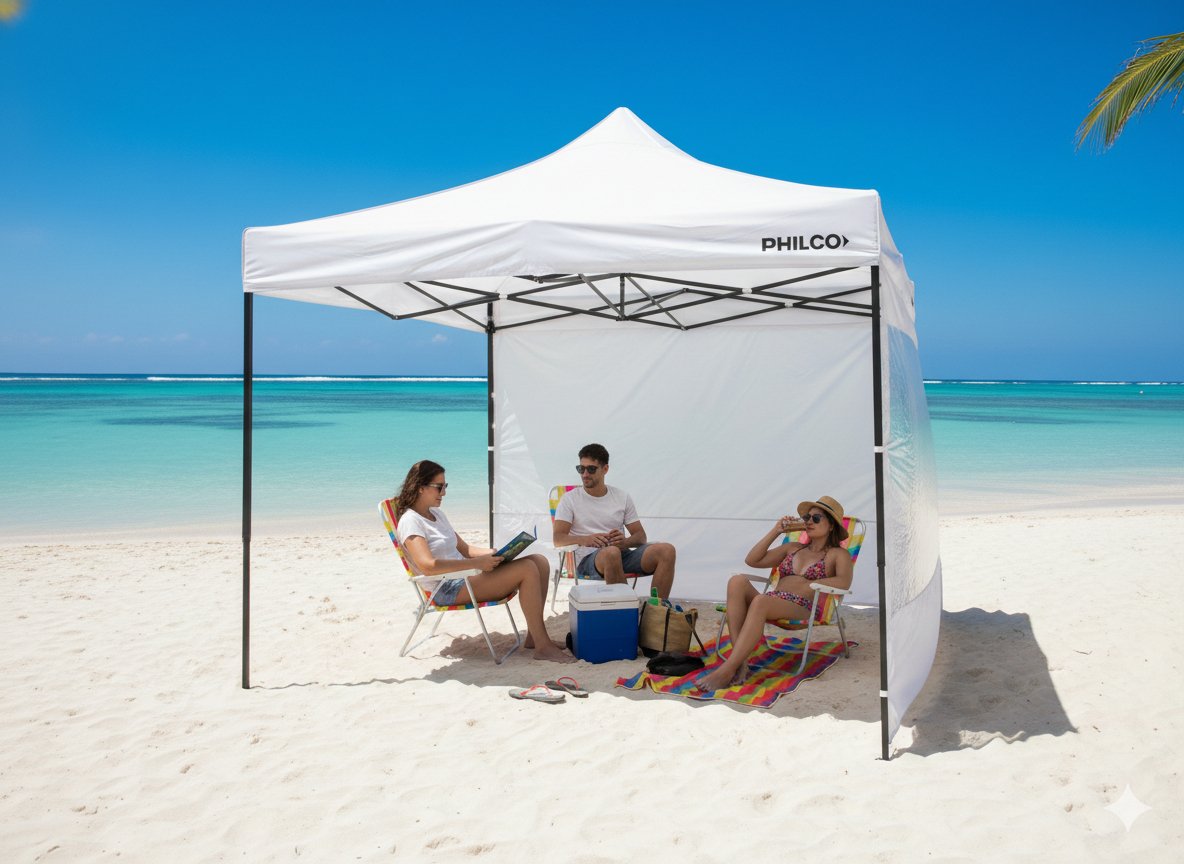 Gazebo Philco 3x3 Mts Con Paredes Y Ventanas, Autoarmable Y Plegable, De Exterior Blanco Gap3x3ww3p - Imagen 5