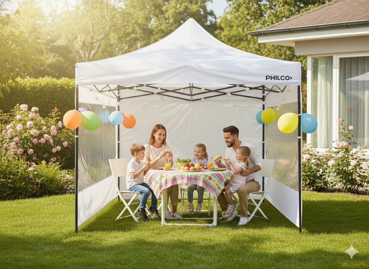 Gazebo Philco 3x3 Mts Con Paredes Y Ventanas, Autoarmable Y Plegable, De Exterior Blanco Gap3x3ww3p - Imagen 4