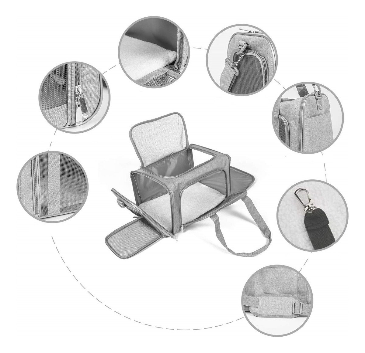 Transportadora Proline Para Mascotas Apta Cabina -vyppr130pi Gris - Imagen 5