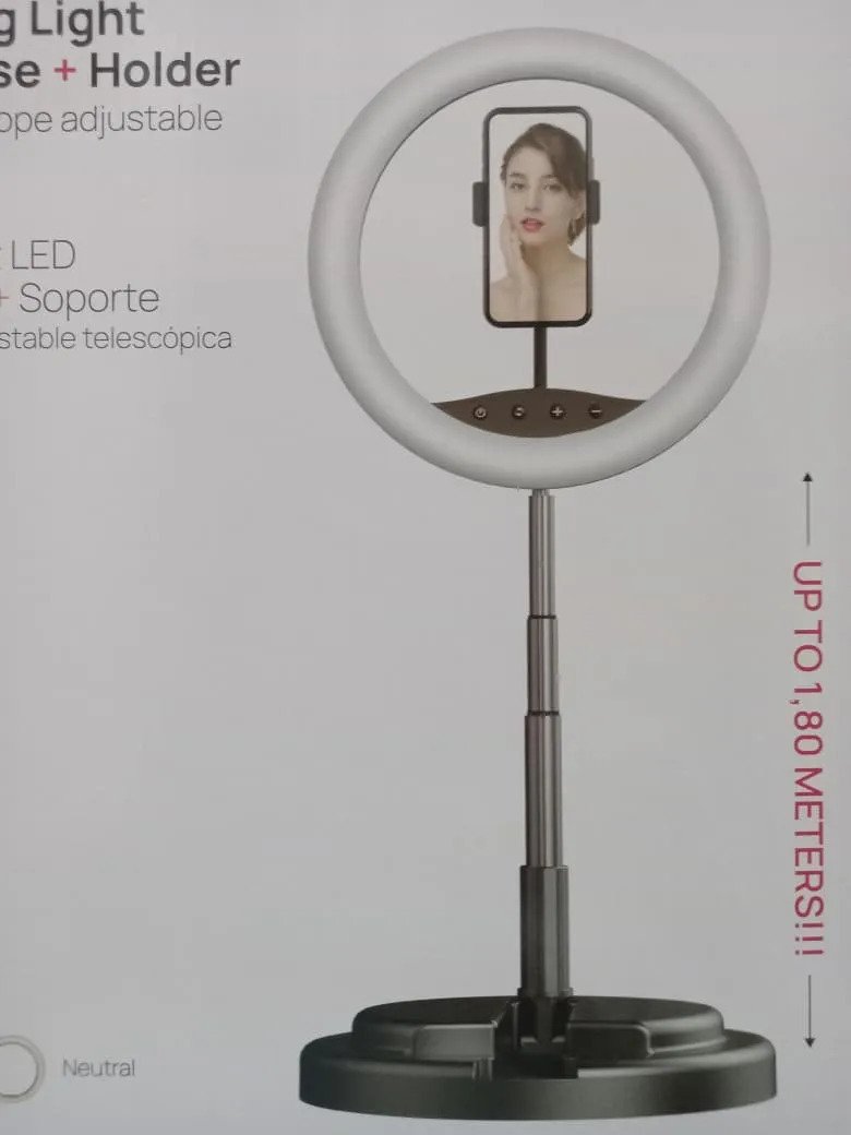 Aro De Luz Led Fukuora Con Base Y Soporte Negro 160 Leds Usb Negro Calido Frio Y Neutro - Imagen 5