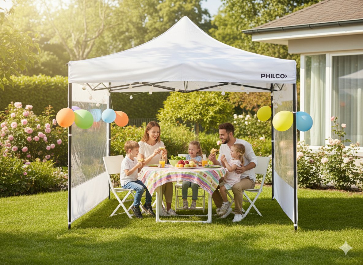 Gazebo Philco 3x3 Mts Con Paredes Y Ventanas, Autoarmable Y Plegable, De Exterior Blanco Gap3x3ww3p - Imagen 6