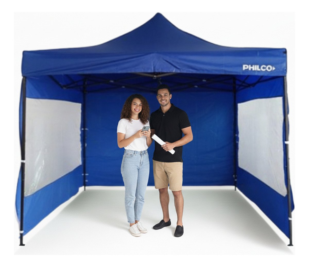Gazebo Philco Gap3x3w3p 3x3 Con Pared Impermeable Azul - Imagen 3