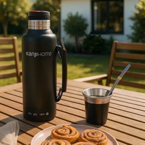 Termo Eléctrico T-mate 1 Litro Tapa Mate Y Bombilla Color Negro Kanjihome