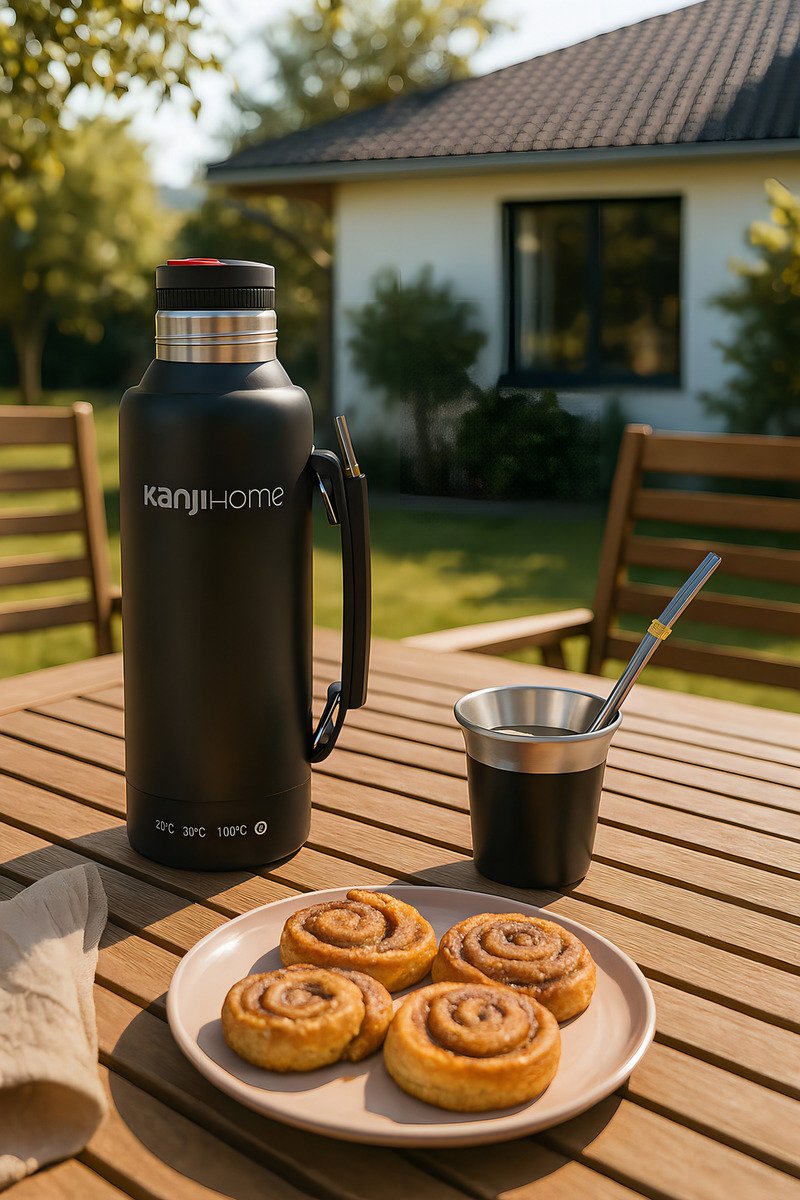 Termo Eléctrico T-mate 1 Litro Tapa Mate Y Bombilla Color Negro Kanjihome - Imagen 5