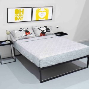 Juego De Sábanas Queen Disney Mickey Classic Grey Cama Doble Mickey Gray 180 H