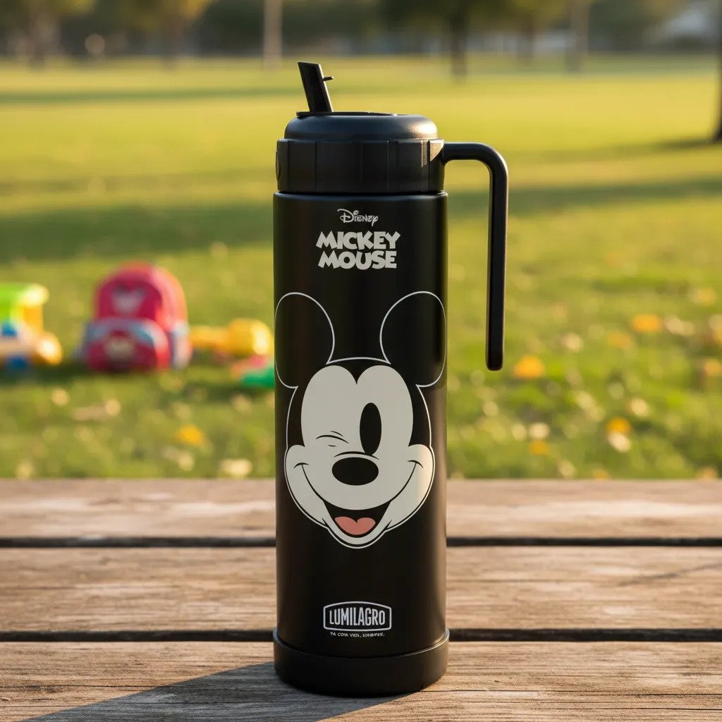 Termo Acero Inox. Lumilagro Mickey Mouse 1 Lts Ettdis378 Negro - Imagen 5
