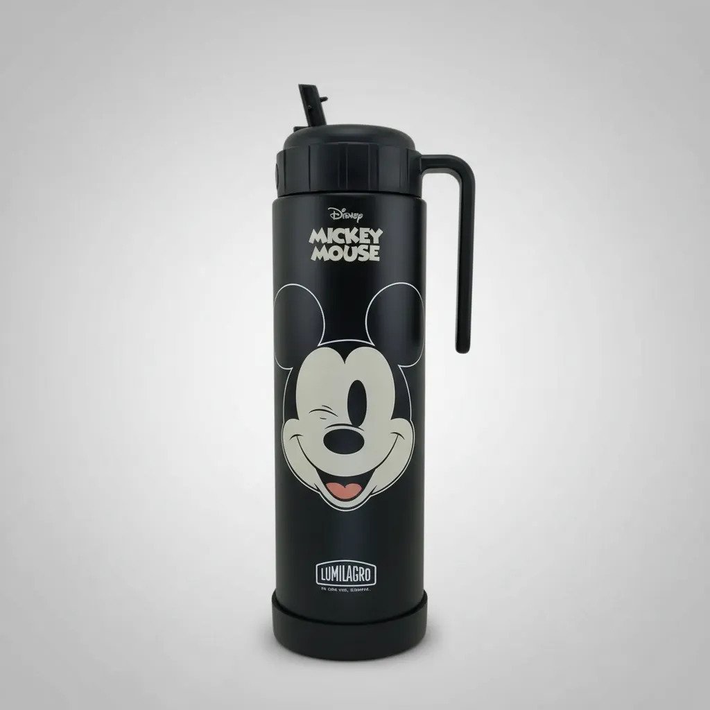 Termo Acero Inox. Lumilagro Mickey Mouse 1 Lts Ettdis378 Negro