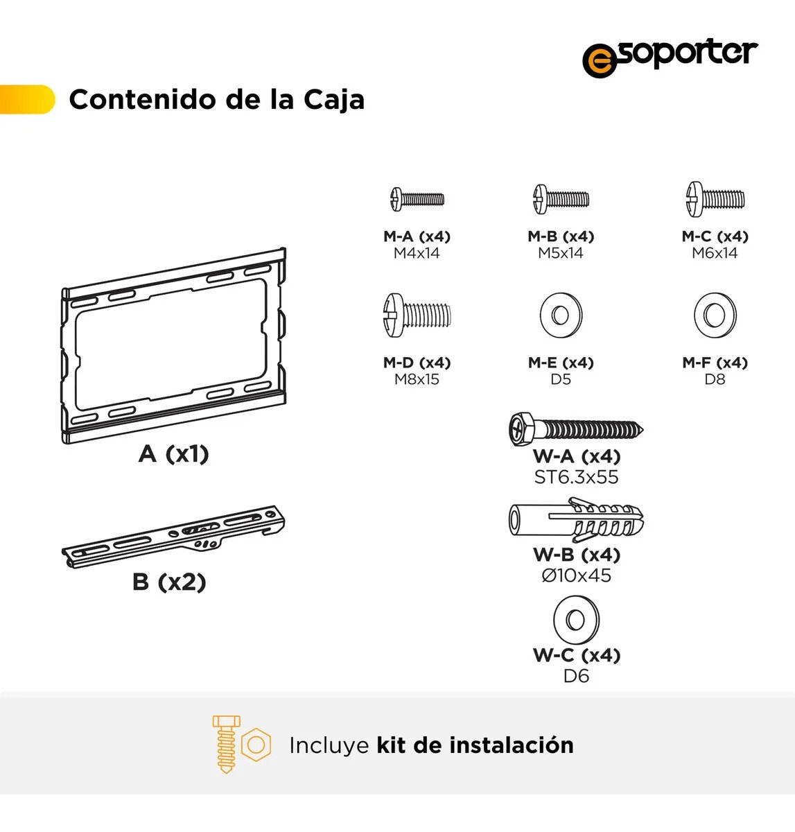 Soporte Fijo Para Tv Led Lcd E-soporter 23'' A 43'' Vesa 200x200 Negro - Imagen 8