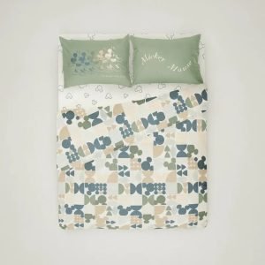 Juego De Sábanas Queen Mickey Geometrics Piñata Verde Musgo Mickey Geometric Queen