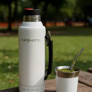 Termo Eléctrico T-mate 1 Litro Tapa Mate Y Bombilla Color Blanco Kanjihome