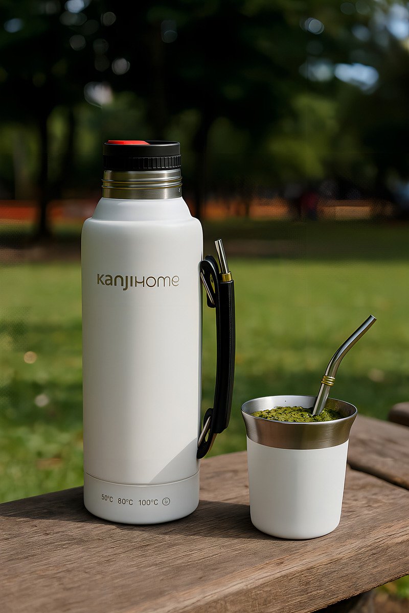 Termo Eléctrico T-mate 1 Litro Tapa Mate Y Bombilla Color Blanco Kanjihome - Imagen 5