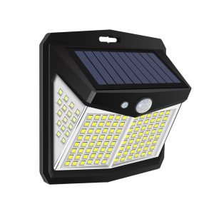 Lámpara Solar De Pared Exterior 128 Led Con Sensor De Movimiento Proline Negro