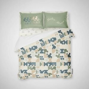 Juego De Sabanas Piñata 2 Plazas Mickey Geometrics Verde Lima Mickey Mouse Geometric