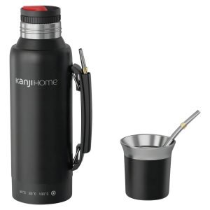 Termo Eléctrico T-mate 1 Litro Tapa Mate Y Bombilla Color Negro Kanjihome