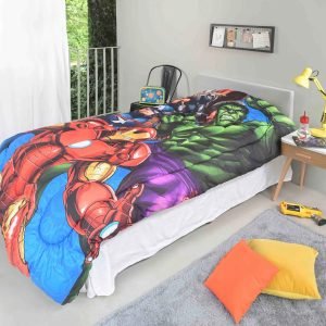 Acolchado Infantil Reversible 1 1/2 Plaza Avengers -piñata- Violeta Avengers Multicolor Los Vengadores