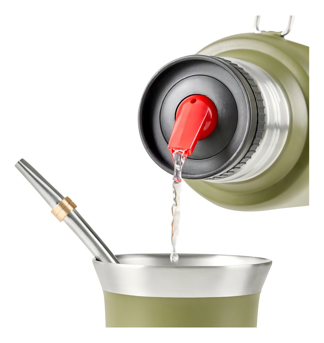 Termo Eléctrico T-mate 1 Litro Tapa Mate Y Bombilla Color Verde Kanjihome - Imagen 12