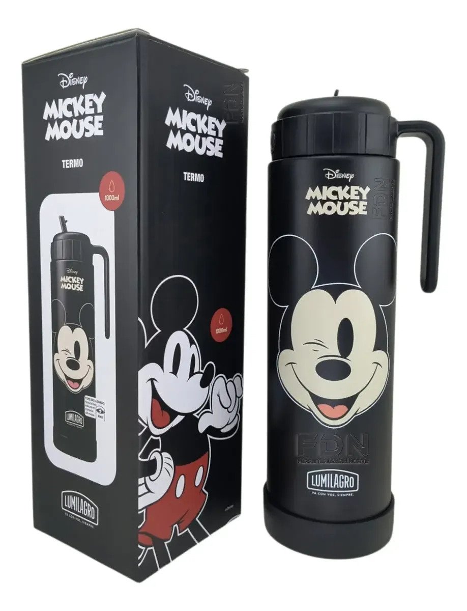 Termo Acero Inox. Lumilagro Mickey Mouse 1 Lts Ettdis378 Negro - Imagen 2
