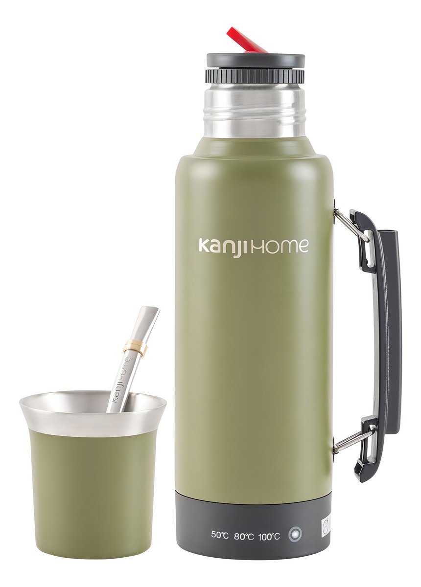 Termo Eléctrico T-mate 1 Litro Tapa Mate Y Bombilla Color Verde Kanjihome - Imagen 6