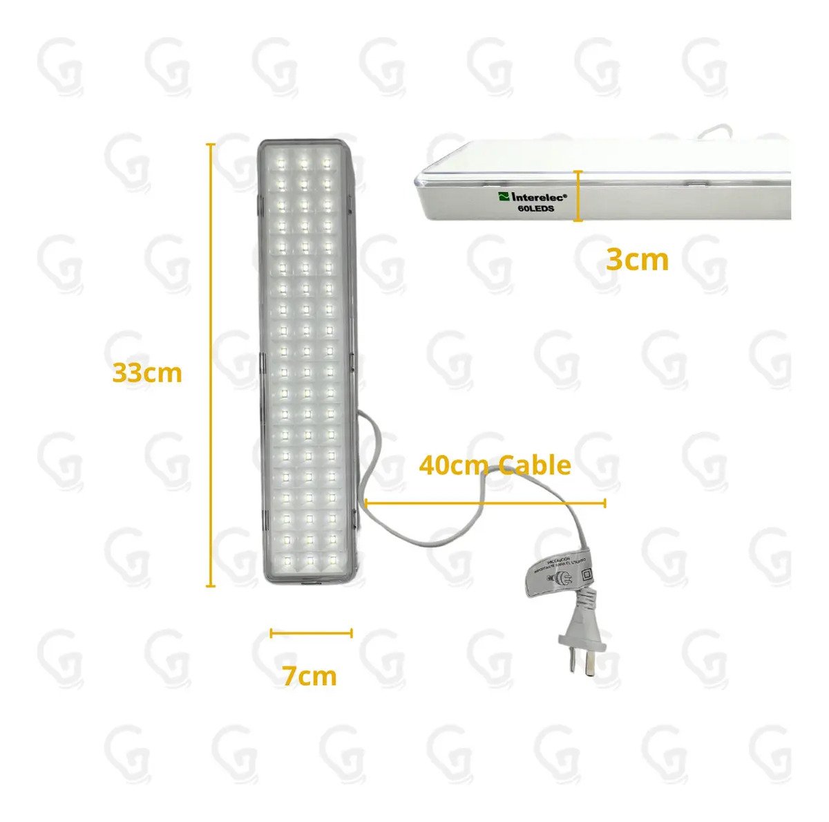 Interelec 404751 Luz De Emergencia Recargable 60 Leds Bateria Litio Color Blanco - Imagen 7