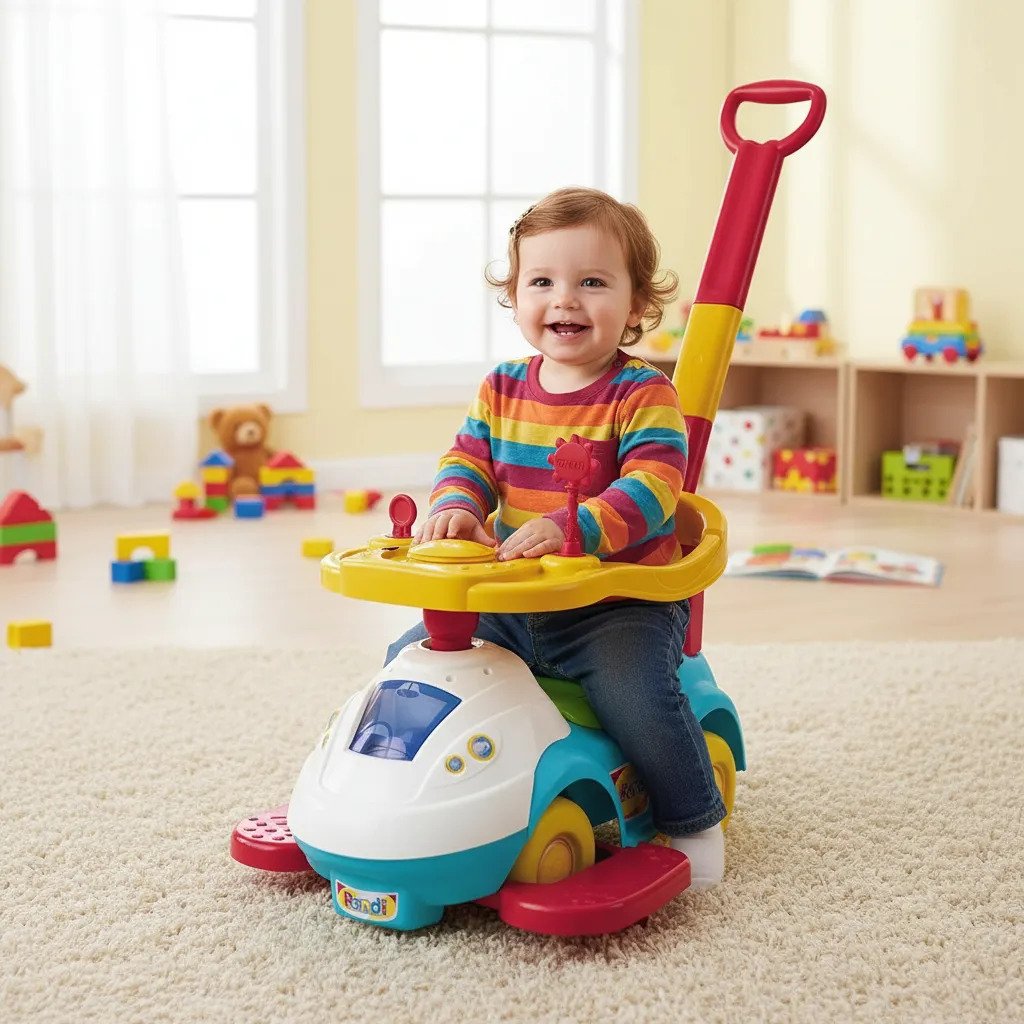 Andador Bebes 2 En 1 Con Barra De Arrastre Maxi Top Rondi Color Celeste - Imagen 2